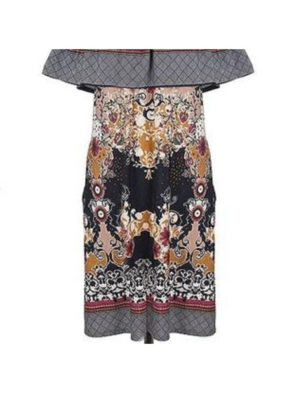TRÏBE Off The Shoulder Strapless Bohemian Floral MIDI Sundress Size Medium NWT - Picture 5 of 6